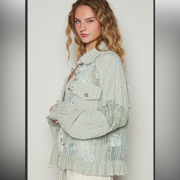 91 ❤️POL lace fabric Pearl jacket - Picture 2 of 6